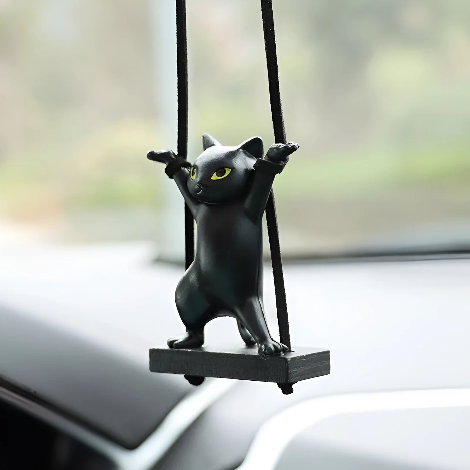 Resin cartoon cat pendant for car rear-view mirror in one of five colour options
