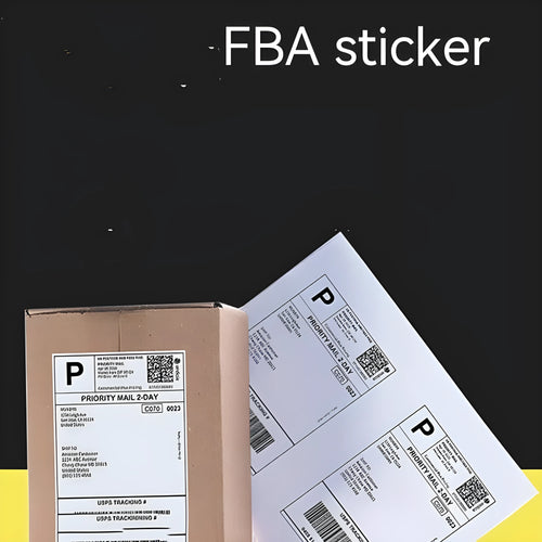 A4 FBA barcode label paper sheets showing ten different grid configurations for inventory labelling