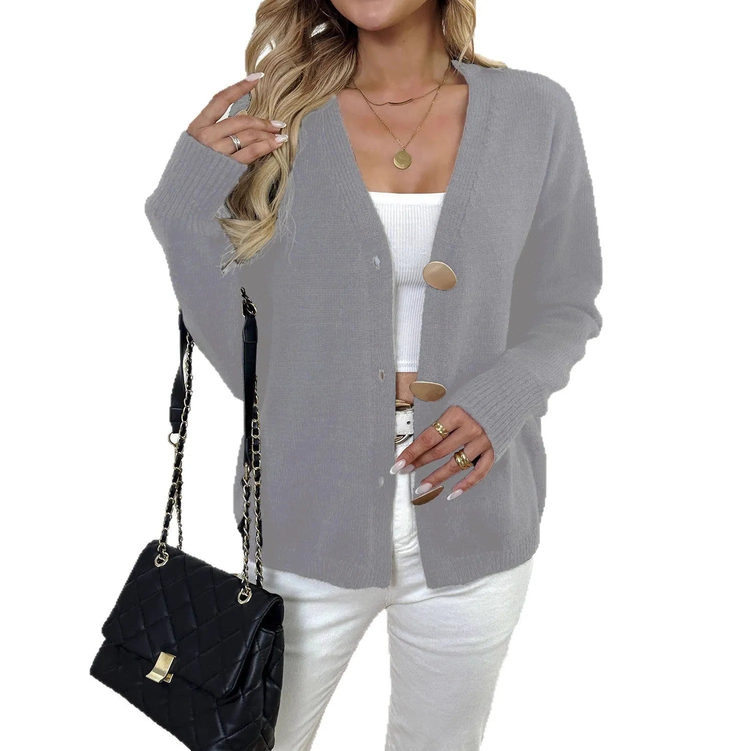 Grey deer plush women's coat with princess sleeves and an irregular hipster street style cut.