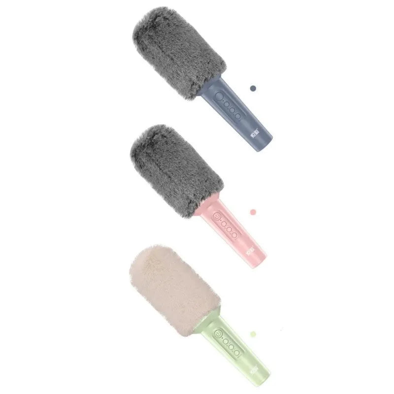 Girly pink wireless Bluetooth karaoke microphone with USB connectivity style.