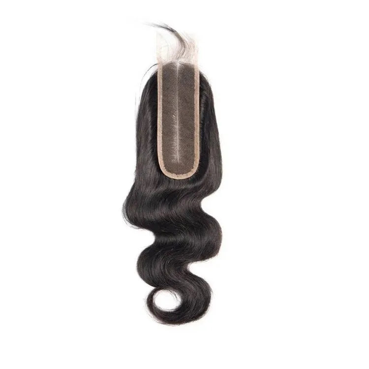 Natural colour straight human hair wig for women on a stand, showing lace front and long length.