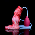 Water spray silicone condom toy set with manual syringe control, includes airbag and balloon attachments