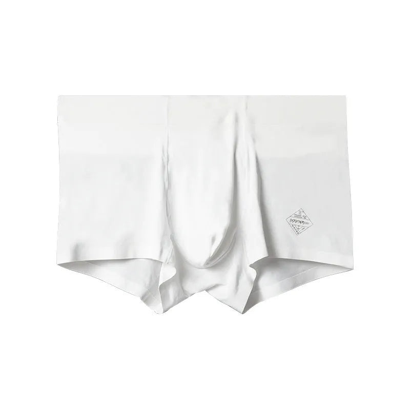 Seamless men's modal underwear in green colour showing mid-waist design and solid colour construction