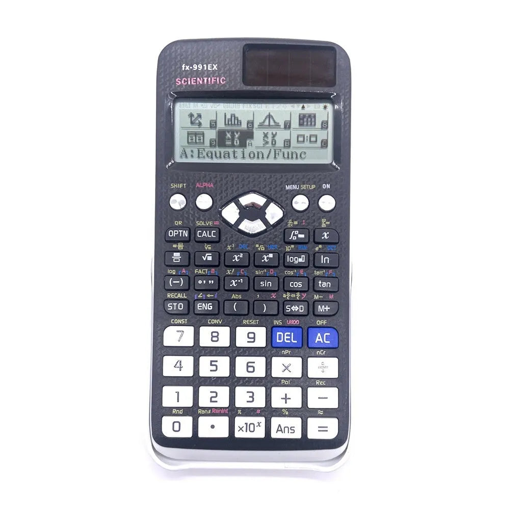 Multi Function Calculator for complex statistics with solar power and natural textbook display