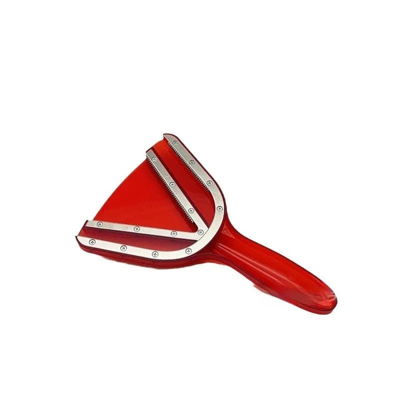 Adjustable telescopic plastic bottle opener in red, clear, and grey colours on a white background.