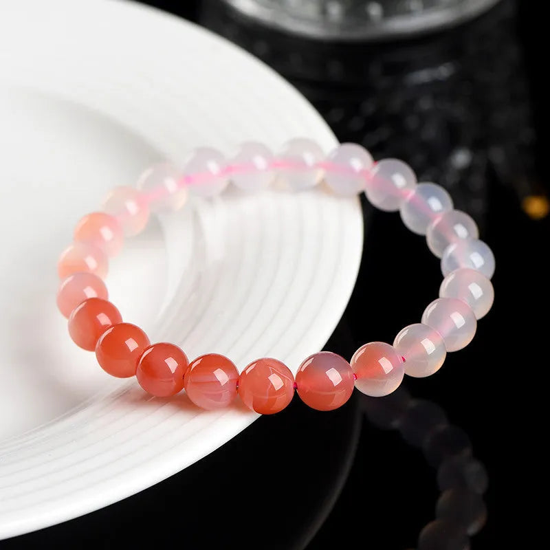 Natural gradient Yanyuan agate bracelet with geometric beads in salt source colour