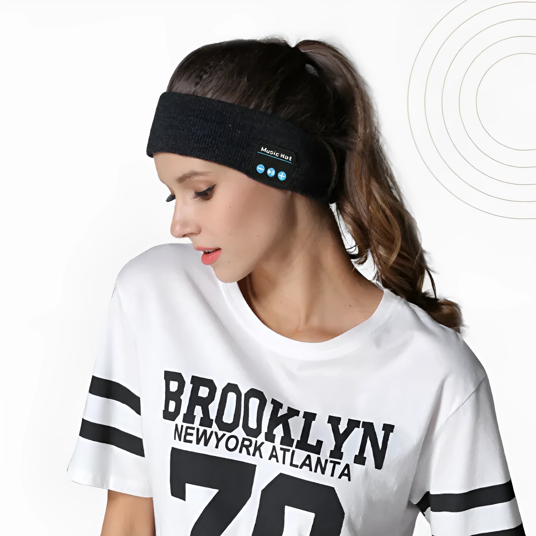 Bluetooth 5.4 headband with integrated eye mask and sports scarf in removable washable fabric