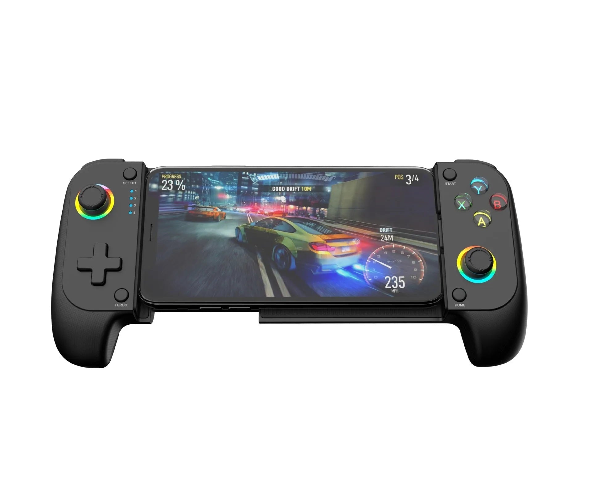 Bluetooth wireless game controller for mobile phones with stretching design grip