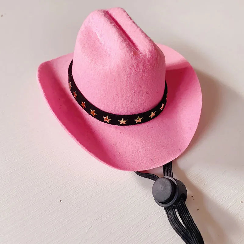 British cat cowboy hat for small pets in sizes S and M with decorative trim options