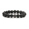 Geometric volcanic agate bracelet with stainless steel finish showing 10mm stone diameter