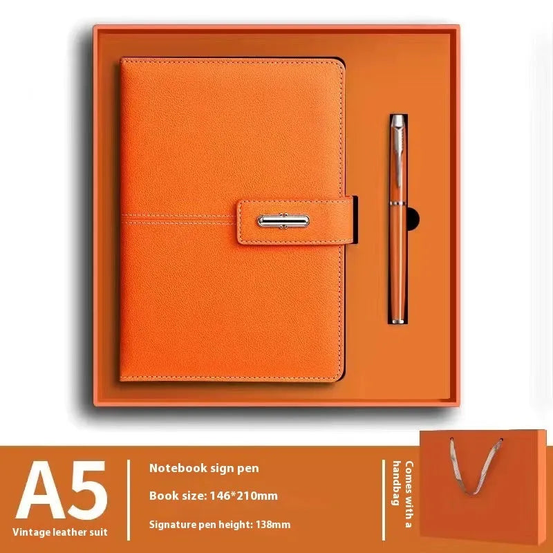A5 notebook with PU leather cover in multiple colour options including red, green, blue and black