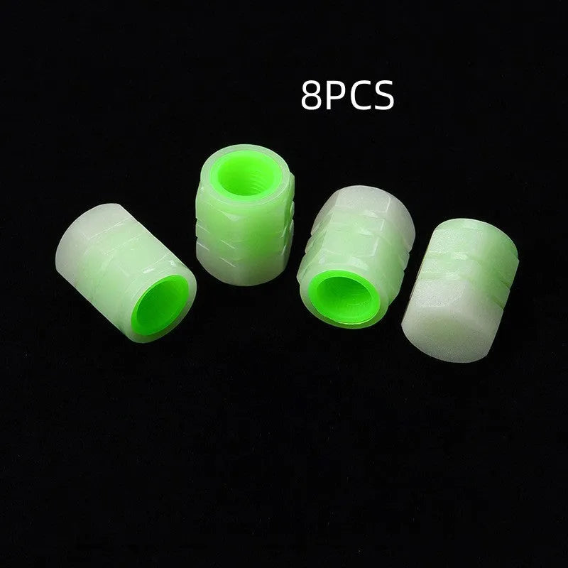 Rubber luminous car valve caps with 16mm length and universal vehicle fit