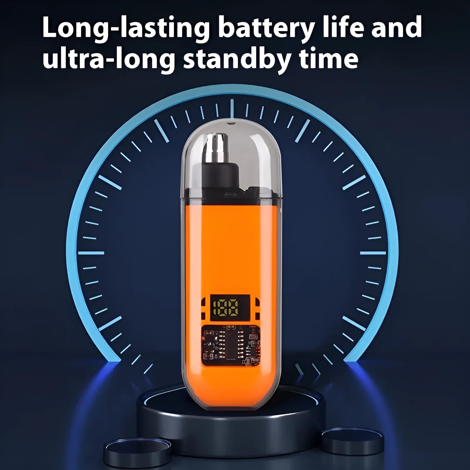 Rechargeable nose hair cleaner with digital display, removable cutter head, cleaning brush and charger
