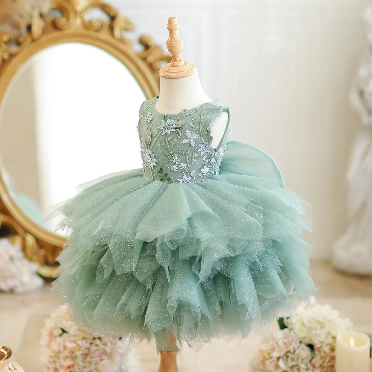 Girls mori style princess birthday party dress in princess dress colour, chemical fibre blend, available for heights 80cm to 150cm