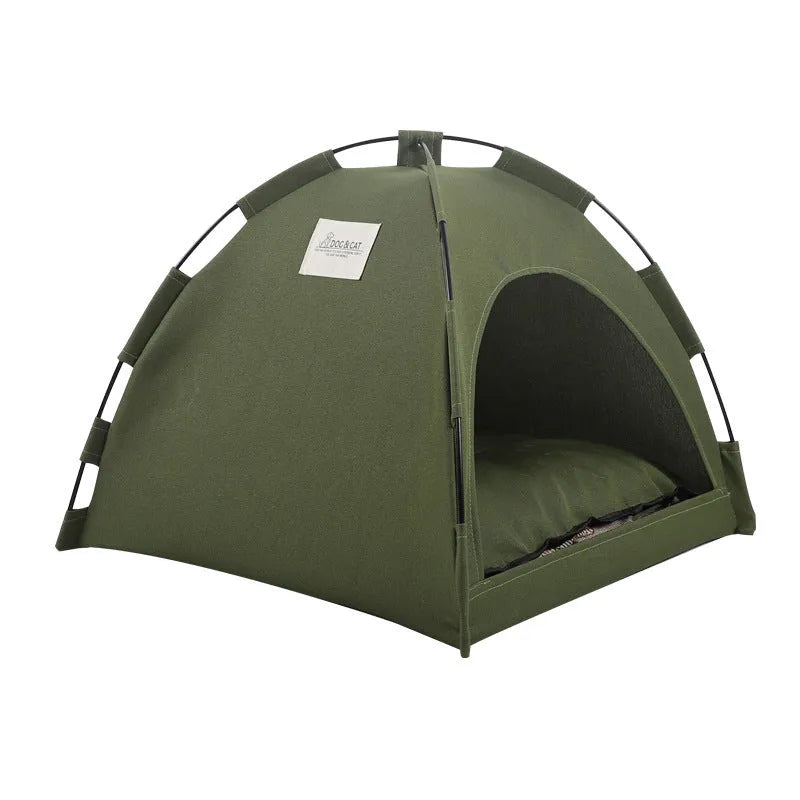 Pet nest with cushion in Military Green set for small dogs and cats portable lightweight