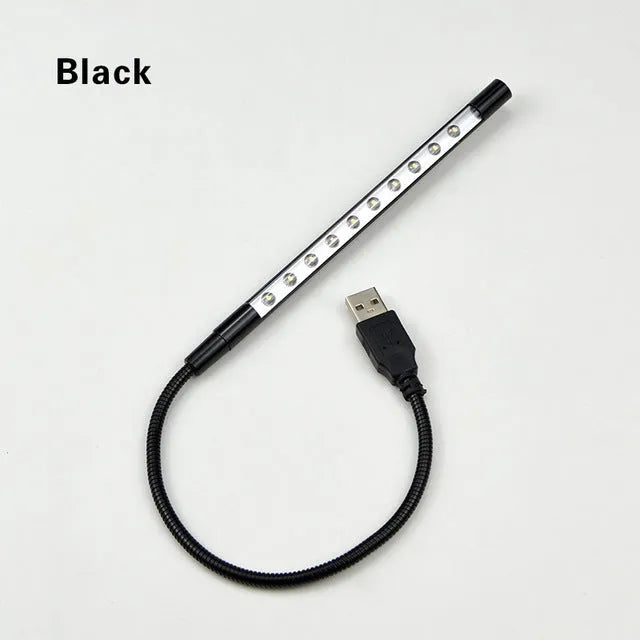 Spiral-shaped aluminium USB desk night light in choice of six colours, showing push button switch.