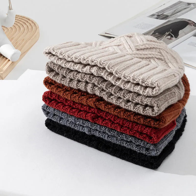 Wool knitted winter hat dome crown design in six colour options for women