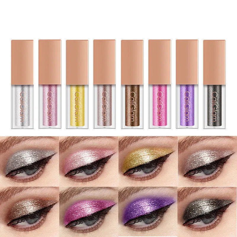 Pearl glitter liquid eyeshadow set with eight or more multicolour shades, C005 black colour option.