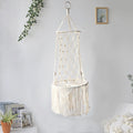 Macrame hanging pet bed handmade cotton rope cat hammock wall mounted natural colour