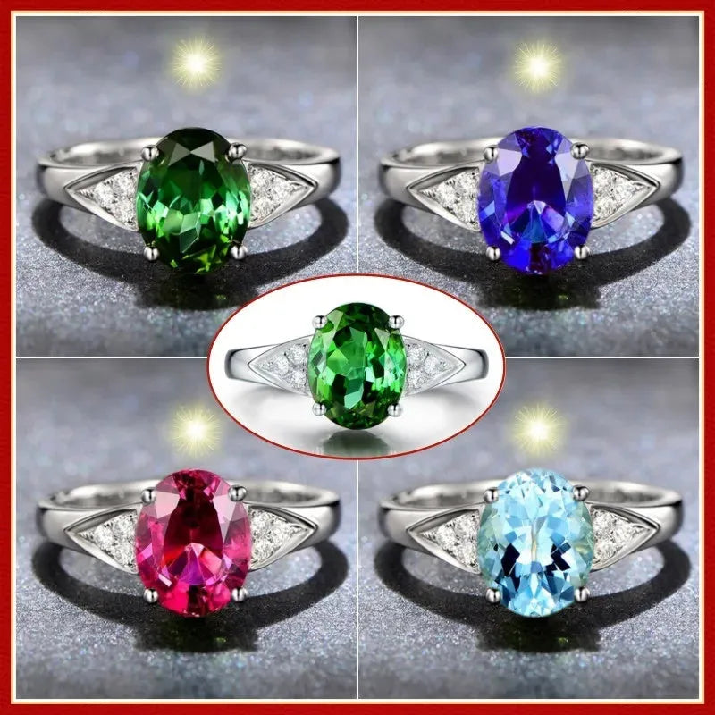 Women's zircon ring with natural stone inlay showing heart pattern in red colour