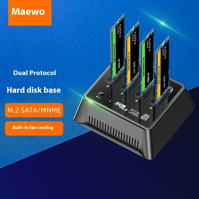 Aluminium alloy M2 dual protocol SSD base measuring 90x78x34mm