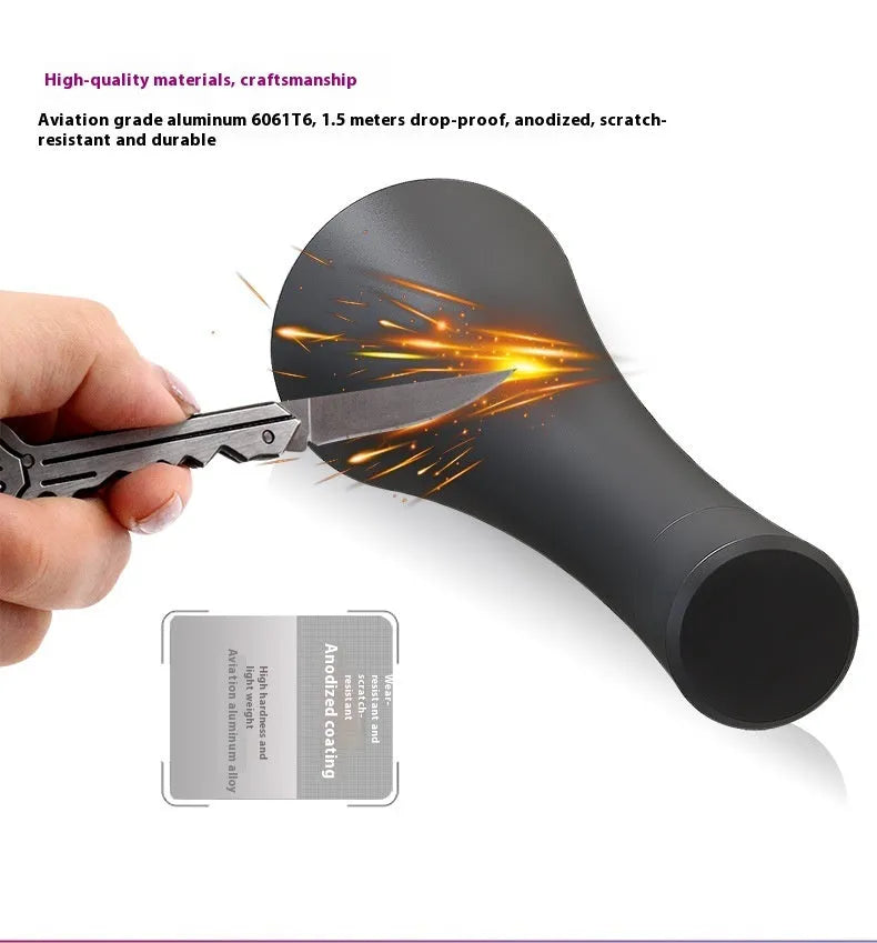 Black aluminium alloy UV flashlight with 1W LED and USB Type-C charging port