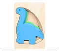 Children's wooden 3D animal puzzle model, multi-layer gradient design, 14.7 x 9.7 x 1.6 cm, ten animal styles