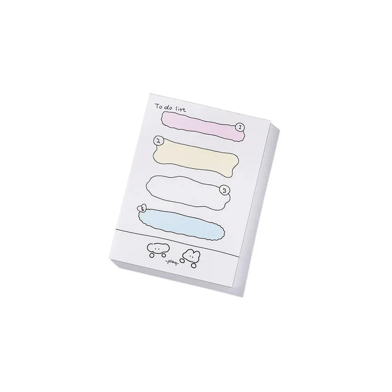 Cartoon heart-shaped sticky notes set showing six themed designs in three different sizes