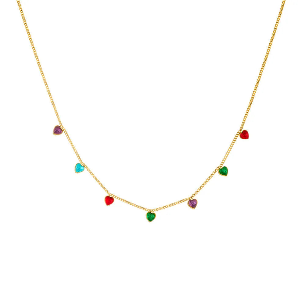 Gold-plated stainless steel necklace with heart pendant on adjustable 41-50cm chain