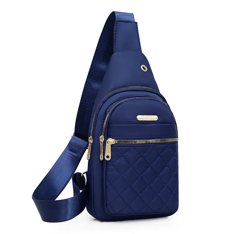 Oxford cloth crossbody sports chest bag with plaid pattern in multiple colour options
