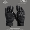 Men's black tactical training gloves with touch screen compatible fingertips