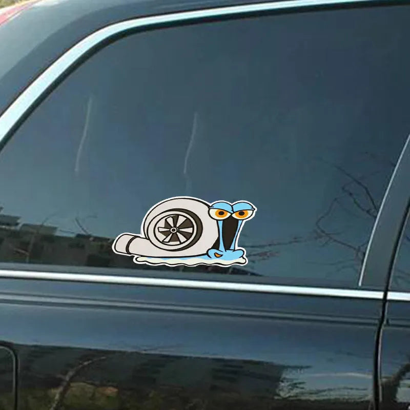 White snail cartoon reflective car sticker measuring 12cm by 8cm