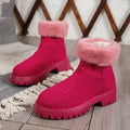Women's winter ankle boots with thick sole and cotton lining in green