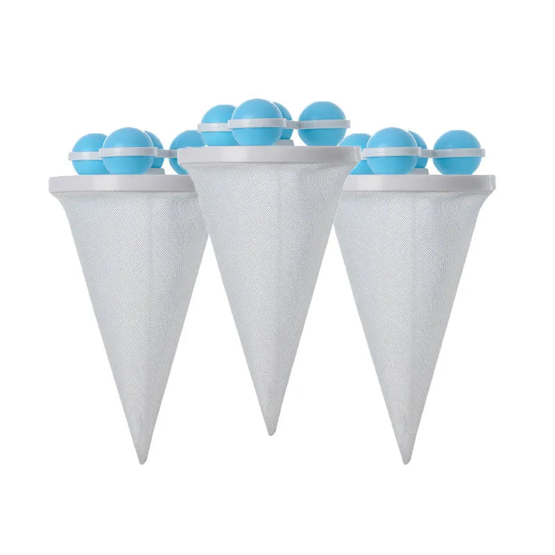 3PCS floating hair filtering mesh bags in pink blue purple for washing machine, 17.5x9.2cm, nylon mesh pet lint catcher