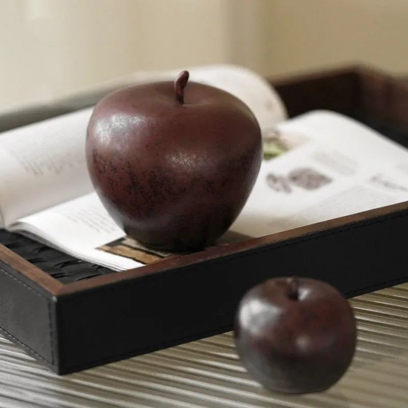Ceramic apple ornament in retro Chinese style for desktop decoration