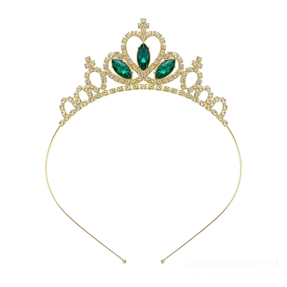 Gold and silver alloy princess crown with coloured diamond decorations for birthday parties