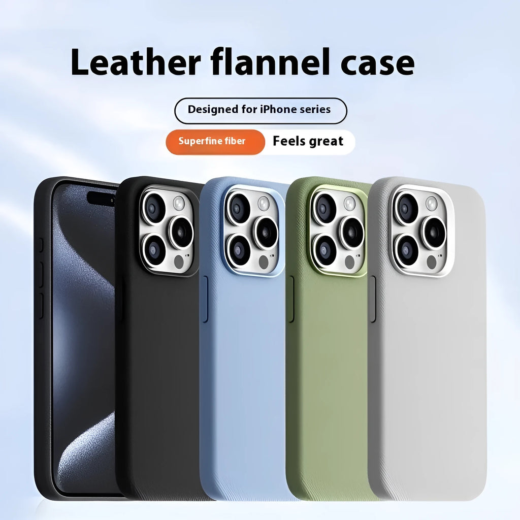 Magnetic flannel iPhone case in silver gray with frosted finish, shockproof and anti-fingerprint design