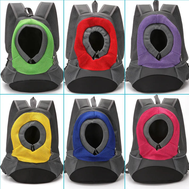 Breathable nylon pet backpack for small dogs and cats under 20 kg, available in seven colours and sizes L and S