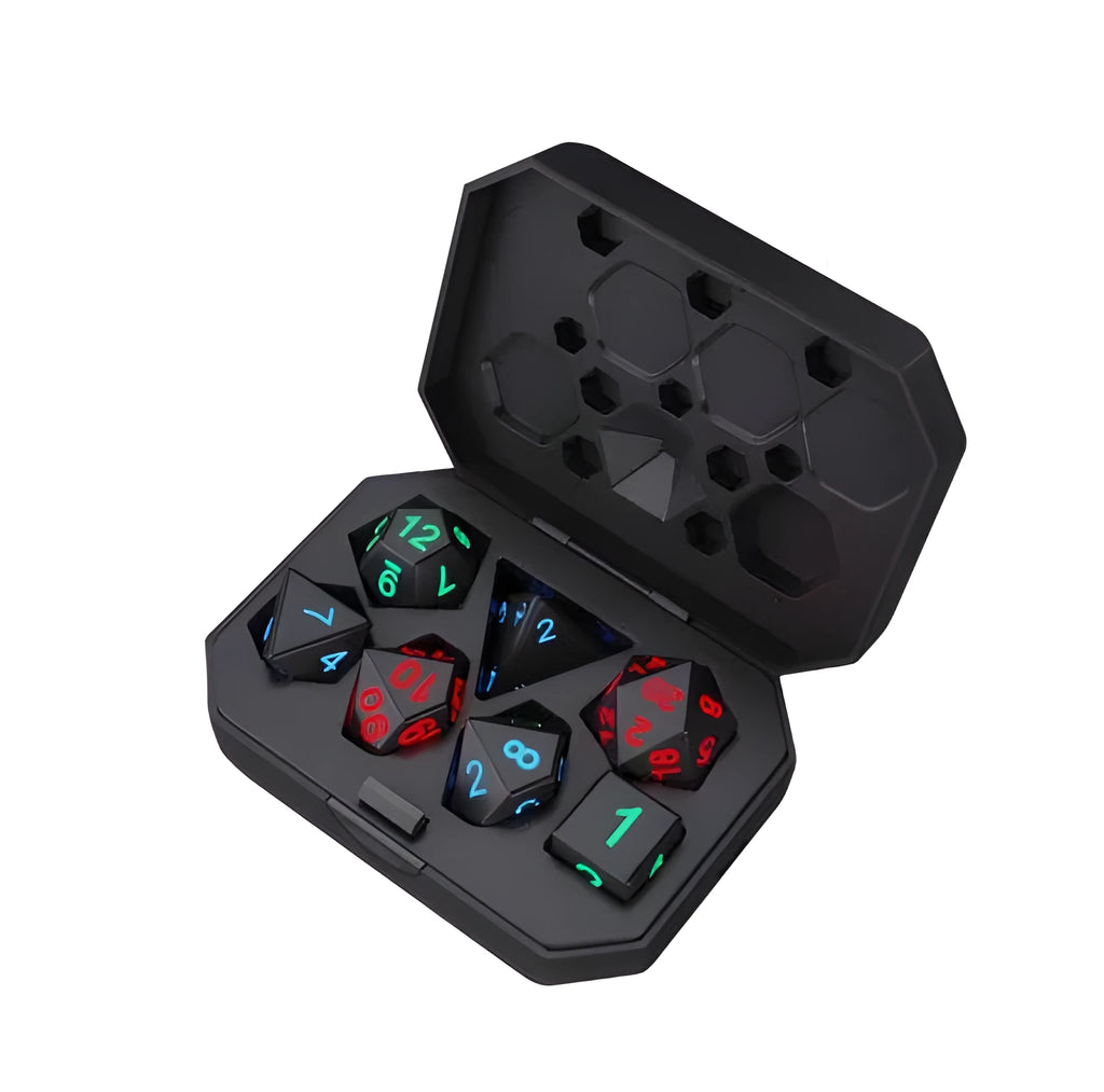 Seven-piece LED electronic dice set in plastic for board games and party games