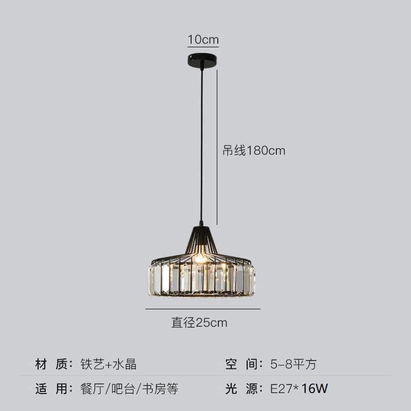 Crystal ceiling chandelier with iron frame in light luxury style showing black and gold finish options