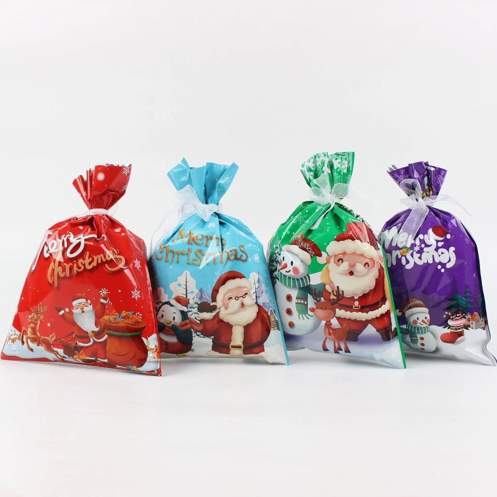 Christmas gift bag set in OPP film, multiple sizes from 24x32cm to 44x57cm with festive colours and set options