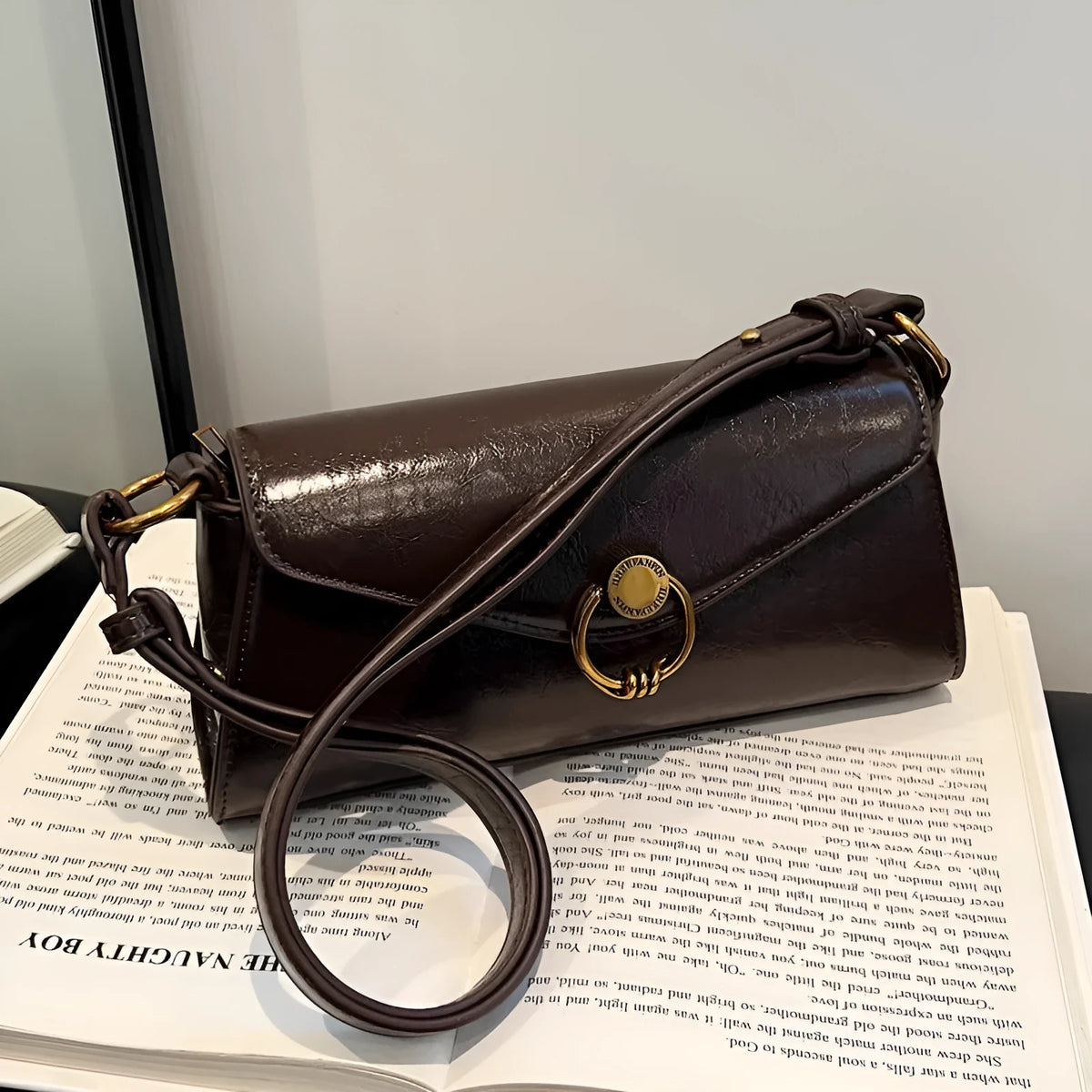 PU baguette bag in black, brown, coffee colour or white with mobile phone bag and sandwich outer pocket