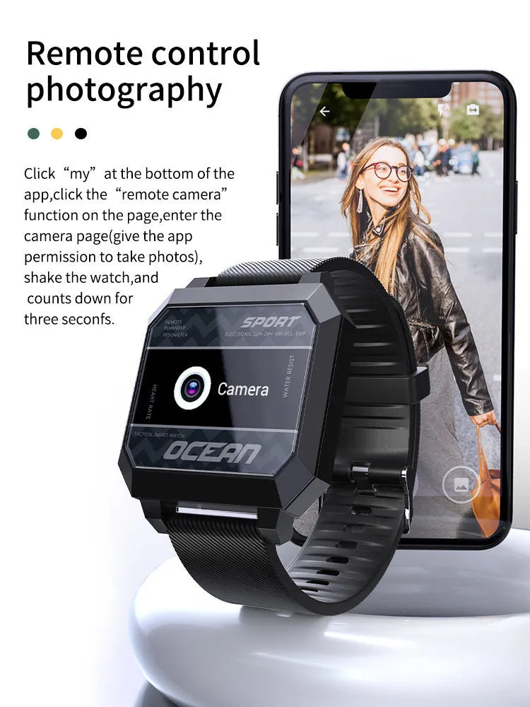 Smart sports watch with heart rate blood pressure oximeter step counter on 0.96 inch TFT display with silicone strap