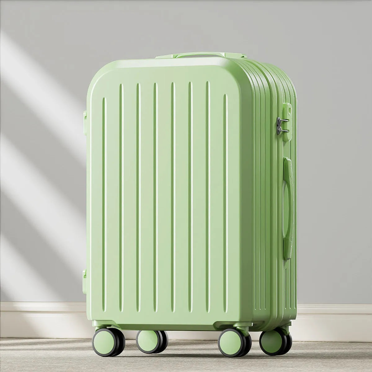 Lightweight password suitcase trolley case with striped pattern and universal wheels in multiple colours and sizes