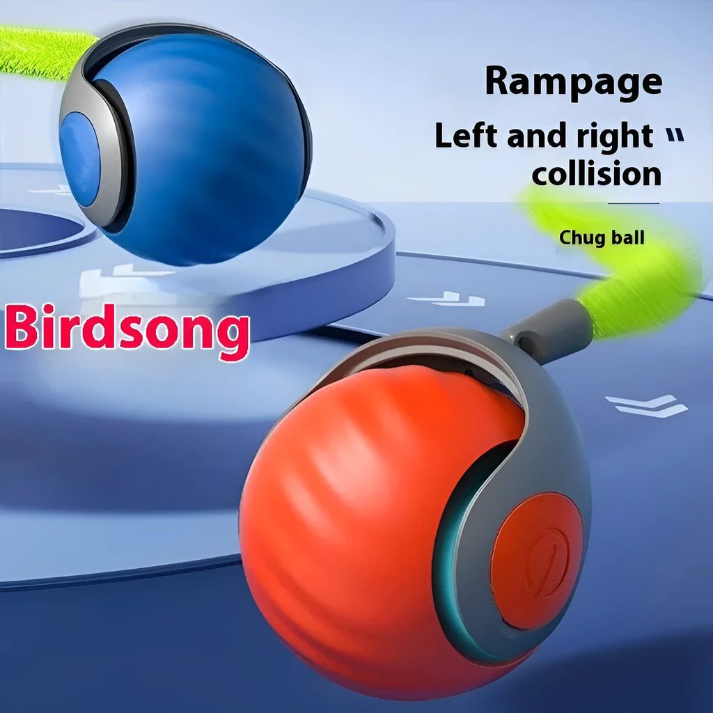 Pet toy ball in blue colour made from ABS plastic with tetherball rope for interactive cat and dog play