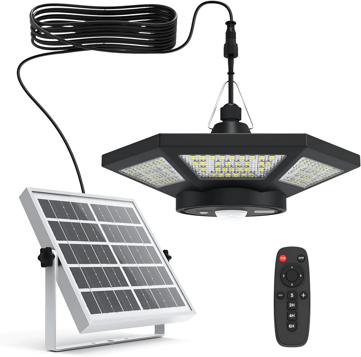 Solar garage light 4-leaf 6-side 18x11x3cm with remote control and mounting screws