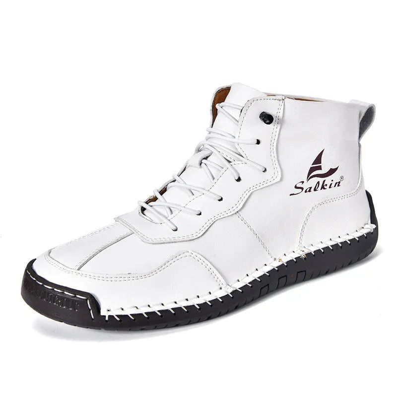 Retro high-top casual boots in multiple colours with flat rubber soles and elastic band sides