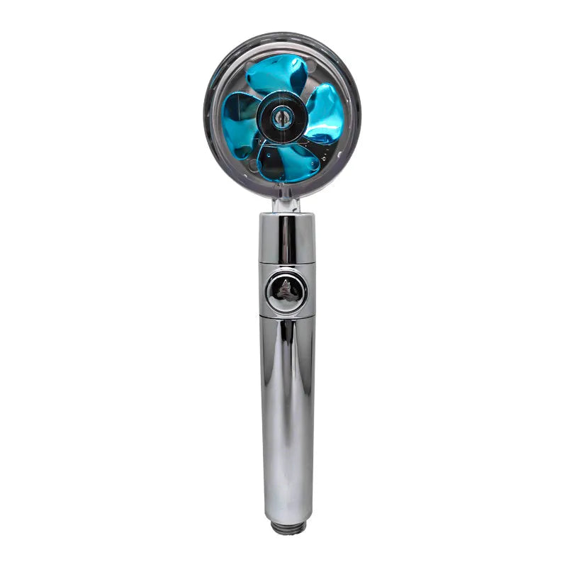 ABS water saving shower head with round head, chrome alloy finish, and 360-degree rotating joint