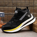 Low-top safety work shoes with a steel toe cap and lace-up front, shown in black, brown, and grey colour options.