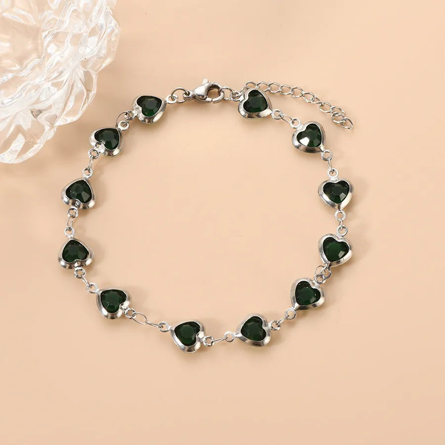 Devil's Eye Creative Heart Bracelet in stainless steel with geometric design and multiple colour options